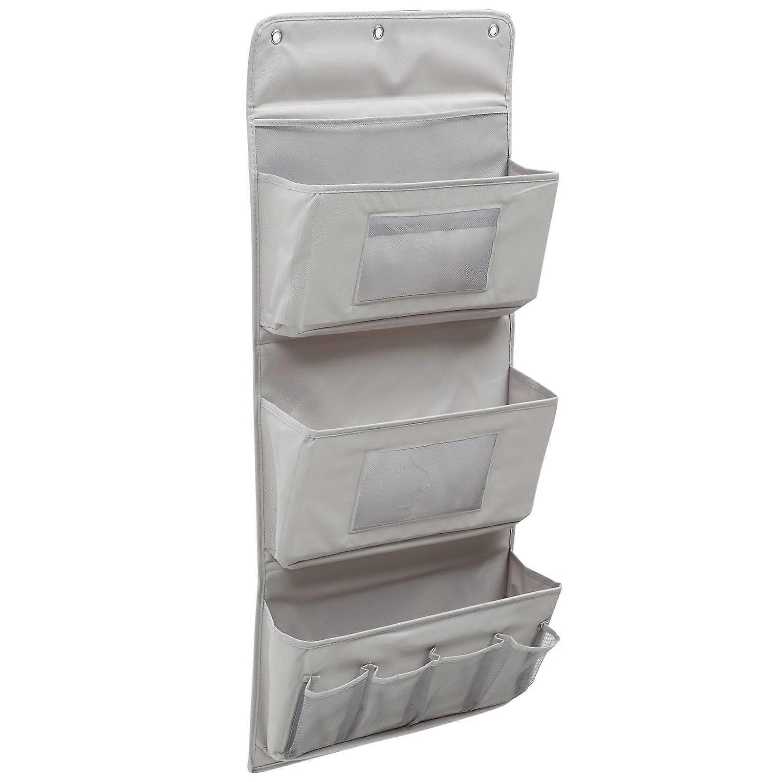 Grey Hanging Wall Organizer for Home with Polyester Material 3 Layers Storage Bag