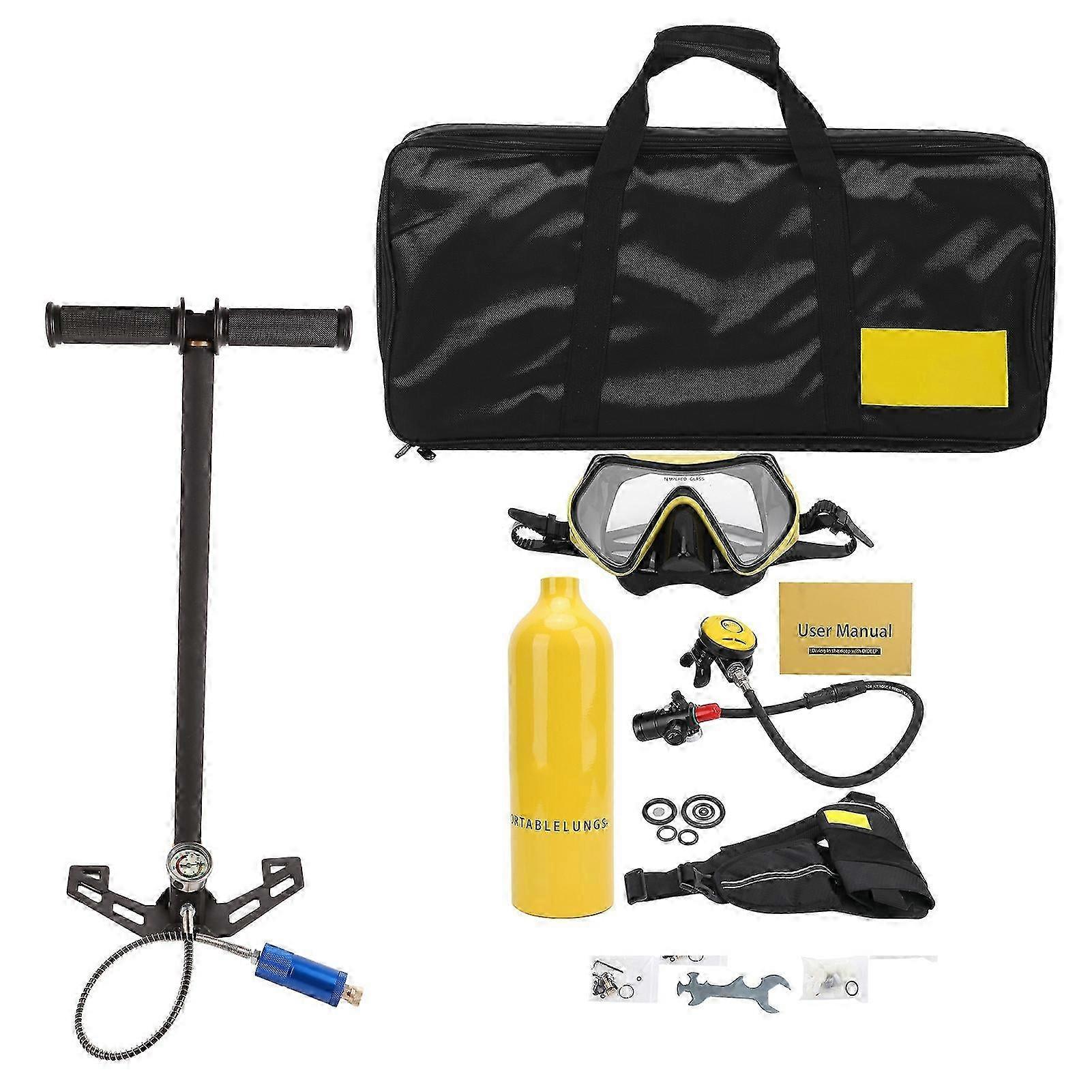Dideep 1l Scuba Diving Tank Equipment Mini Portable Oxygen Tank Underwater Breathing Kityellow Oxygen Tank With Yellow Goggles