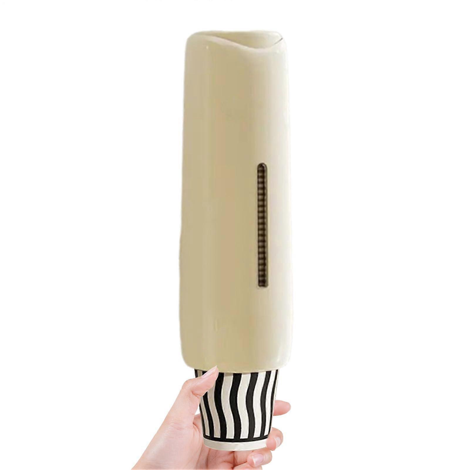 Pull-Type Cup Storage Holder, Large Capacity Wall Mounted Dispenser, Easy Install White for Kitchen, Dorm, Apartment Use