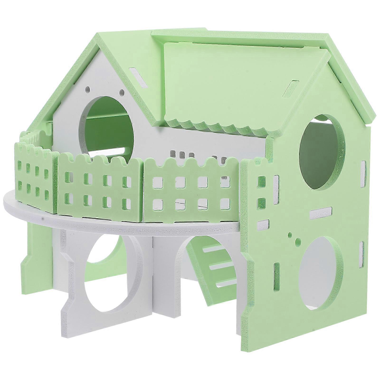 Hamster Hut Wooden Hideout for Pets Offering Climbing Exercise