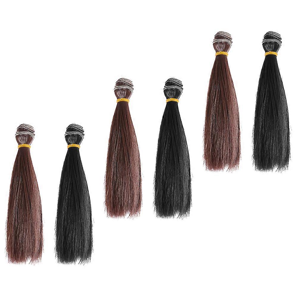 Hair For Crafts Creative Doll Wig Fade Resistant Assorted Color 15X3Cm 6Pcs