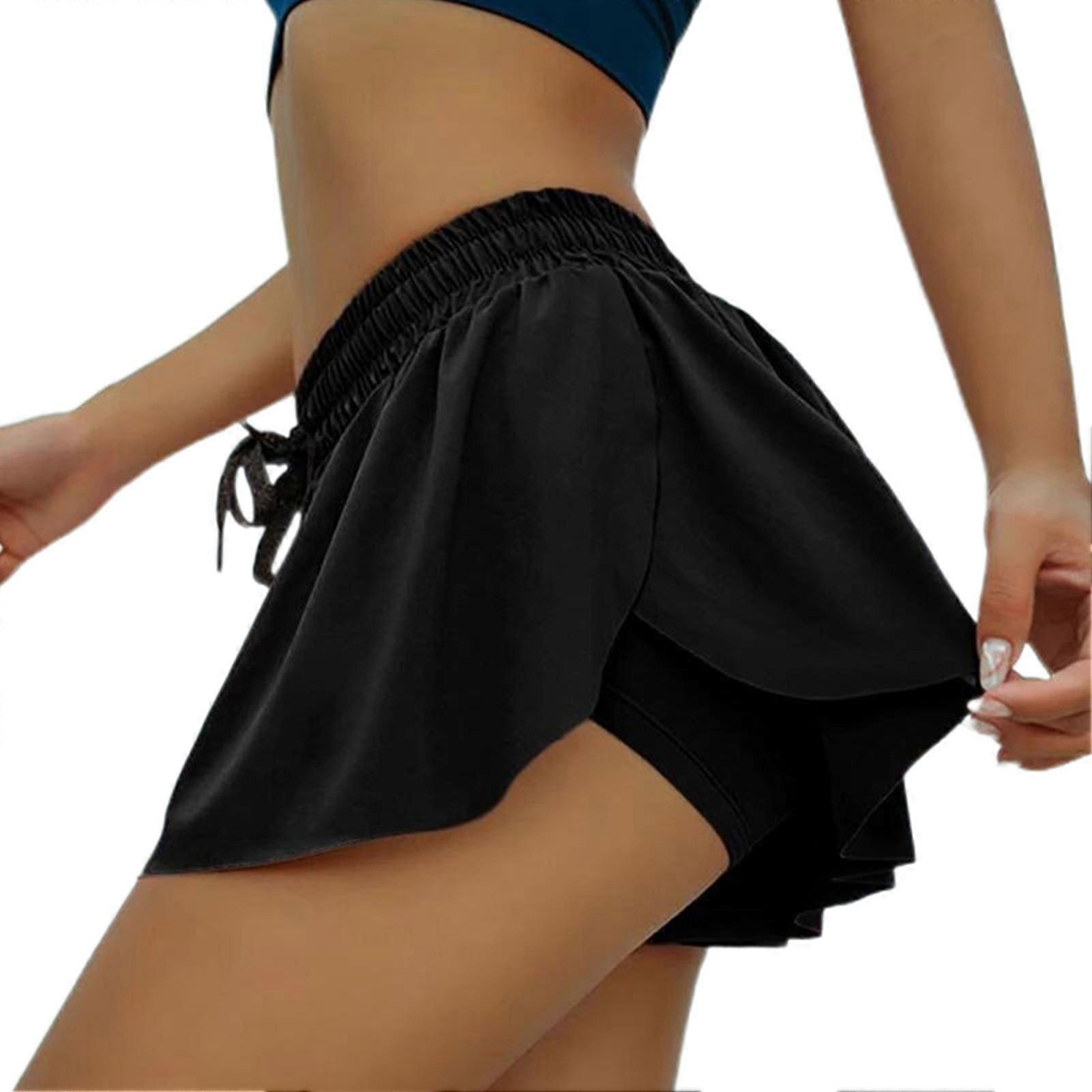 Fianao Skirt Breathable Elastic Double Layer Women Gym Short for Running