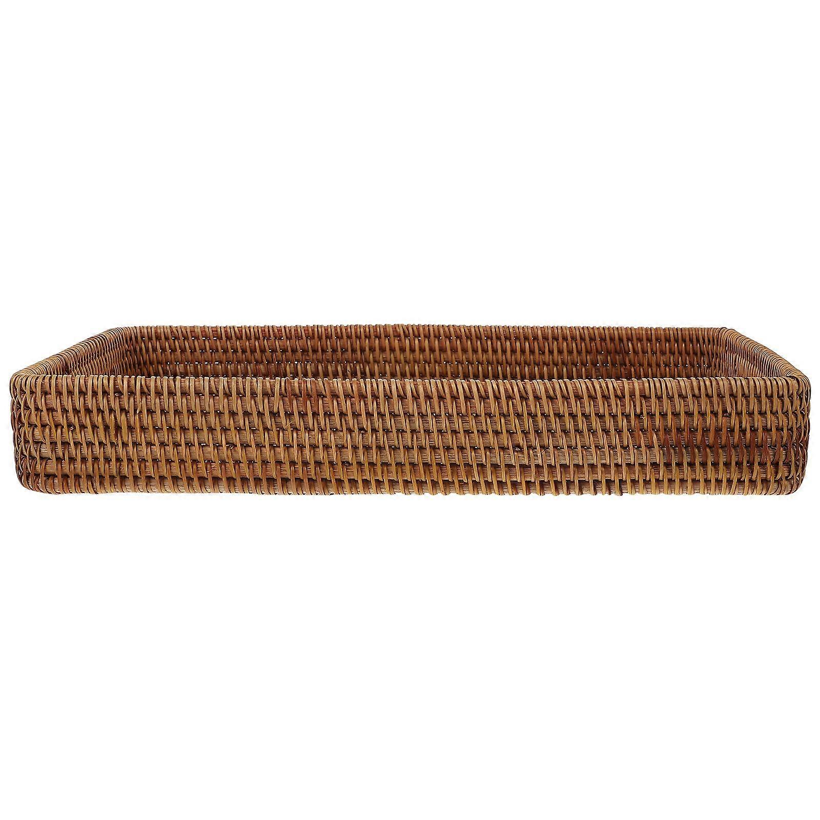 Rectangular Rattan Tray Storage Rattan Tray Hand Woven Rattan Tray Decorative Rattan Serving Tray