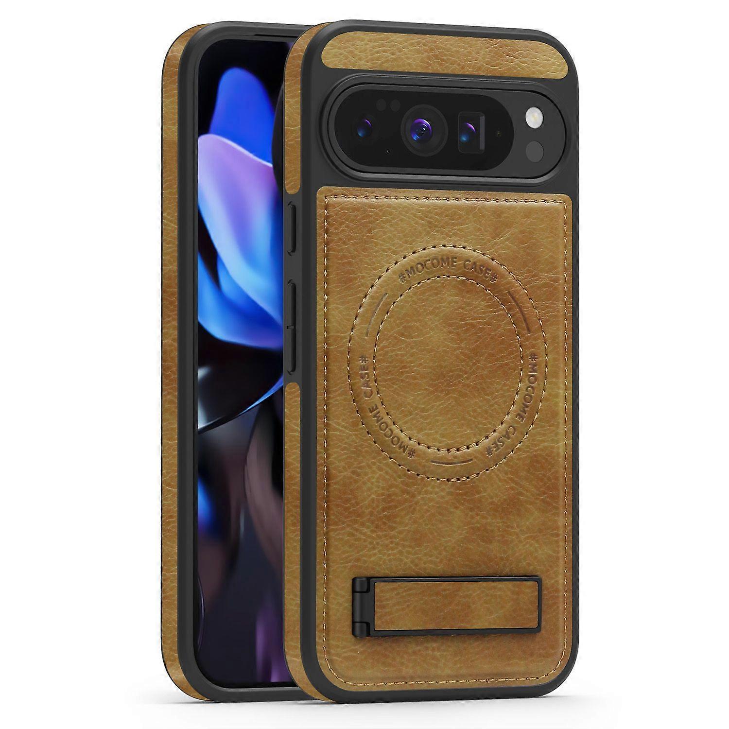 Para Google Pixel 10 Pro XL Capa Compatível com Suporte MagSafe Capa de Couro para Telefone