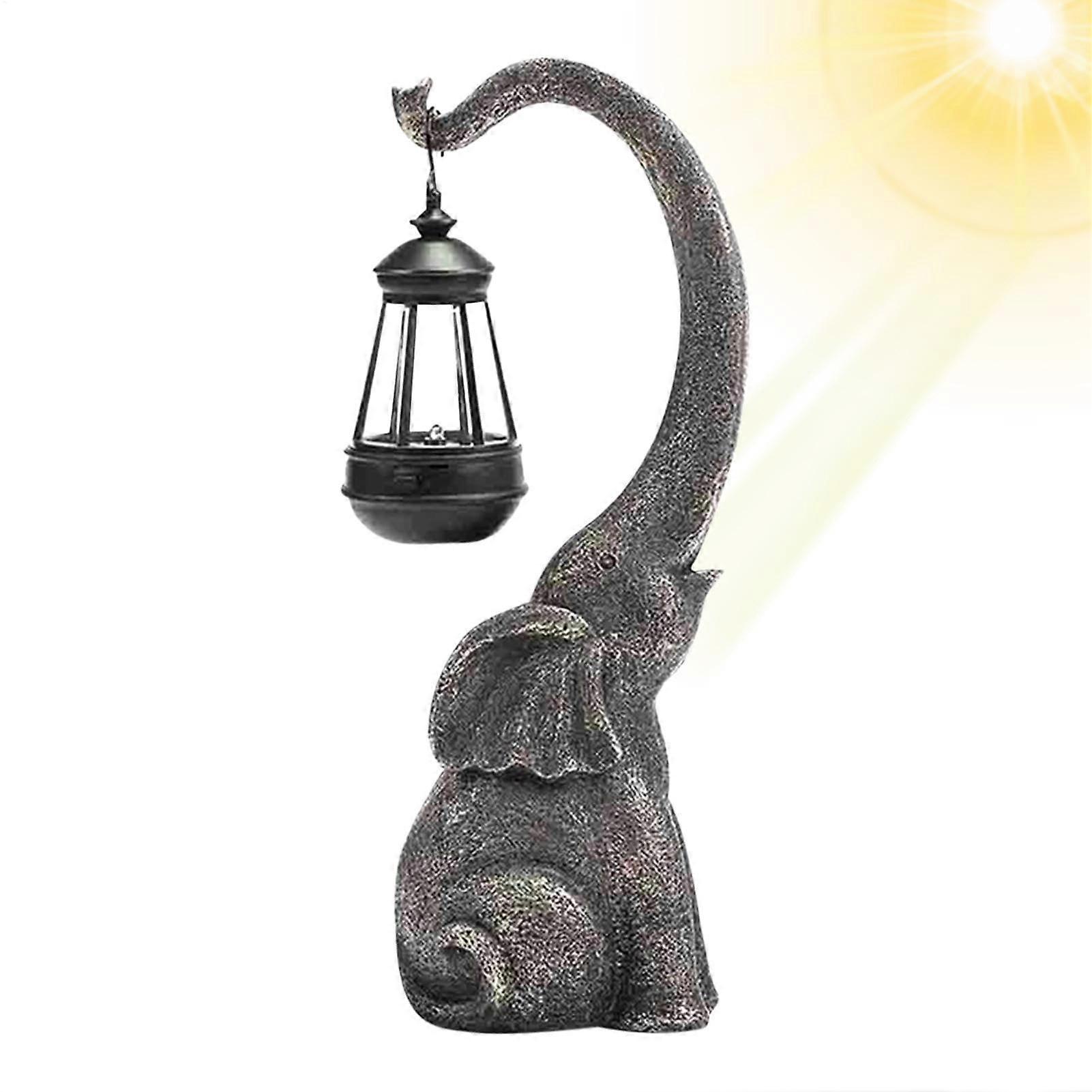 Solar Light Elephant Shape – Retro Garden Decoration Made of Resin, Waterproof, Warm White Light for Outdoor Areas