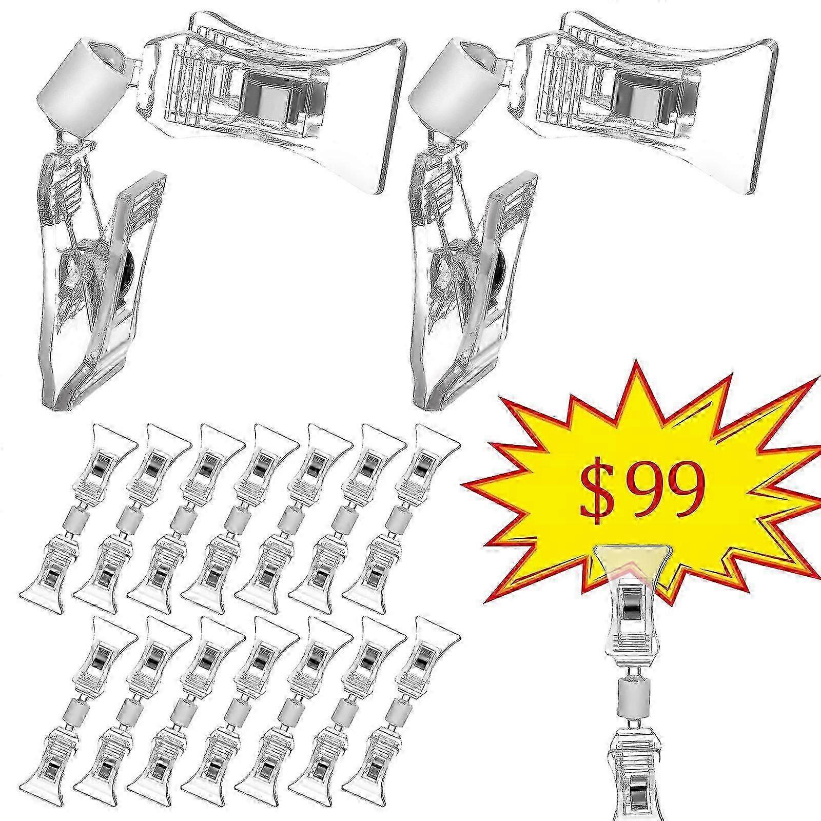 20-Piece Double-Sided Merchandise Display Clips with Price Tag Holders