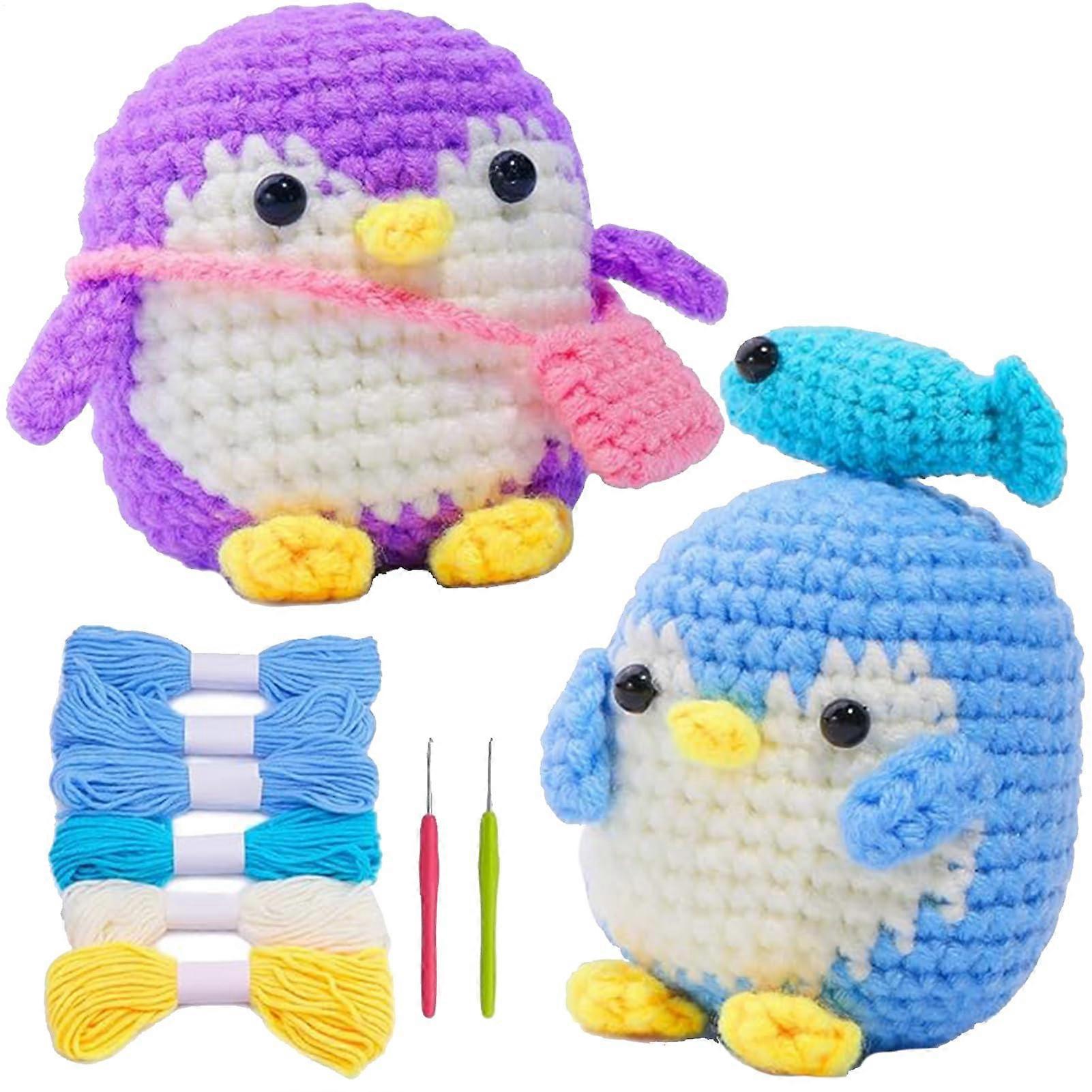Beginner Crochet Kit  Penguin Plush DIY Set with Tools, Yarn, Easy Guide