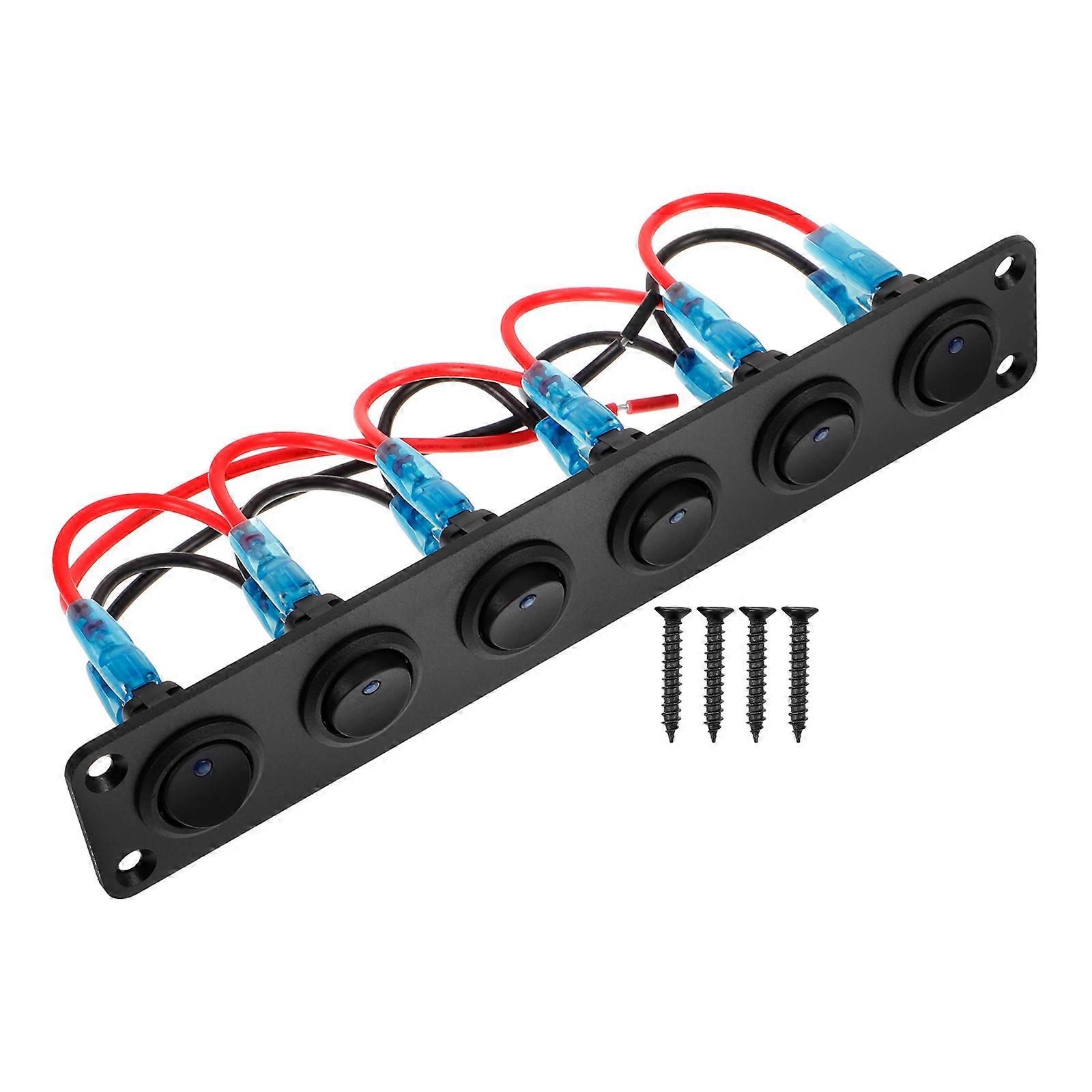 Switch Panel For Boat Waterproof 19.50X5.00X3.50CM Black For RV Use 1Set