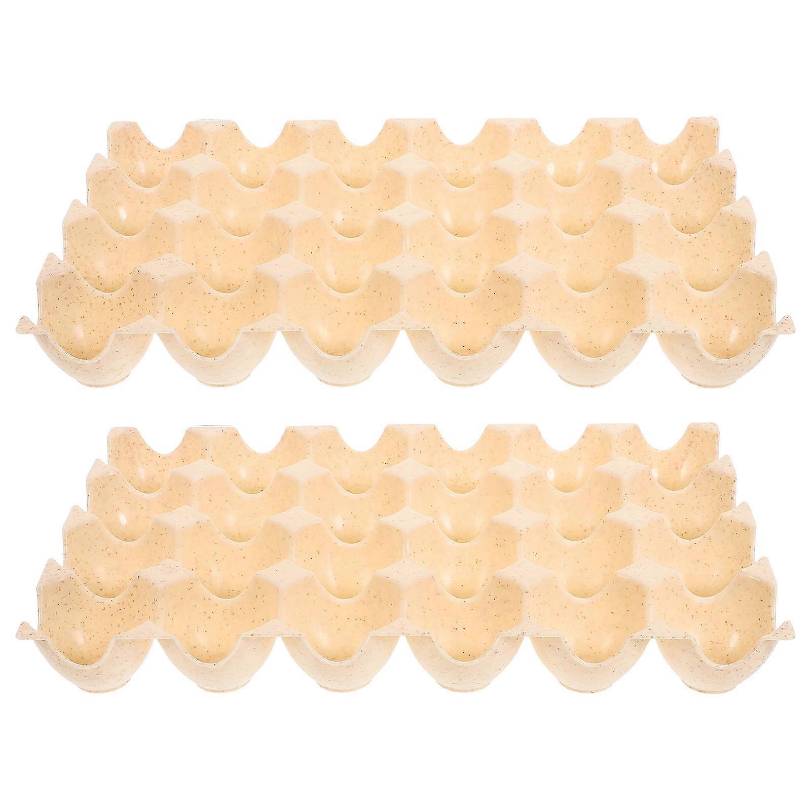 Kitchen Egg Box Egg Cartons For Eggs 24-Count Beige Plastic Egg Trays Organize Refrigerator 2Pcs