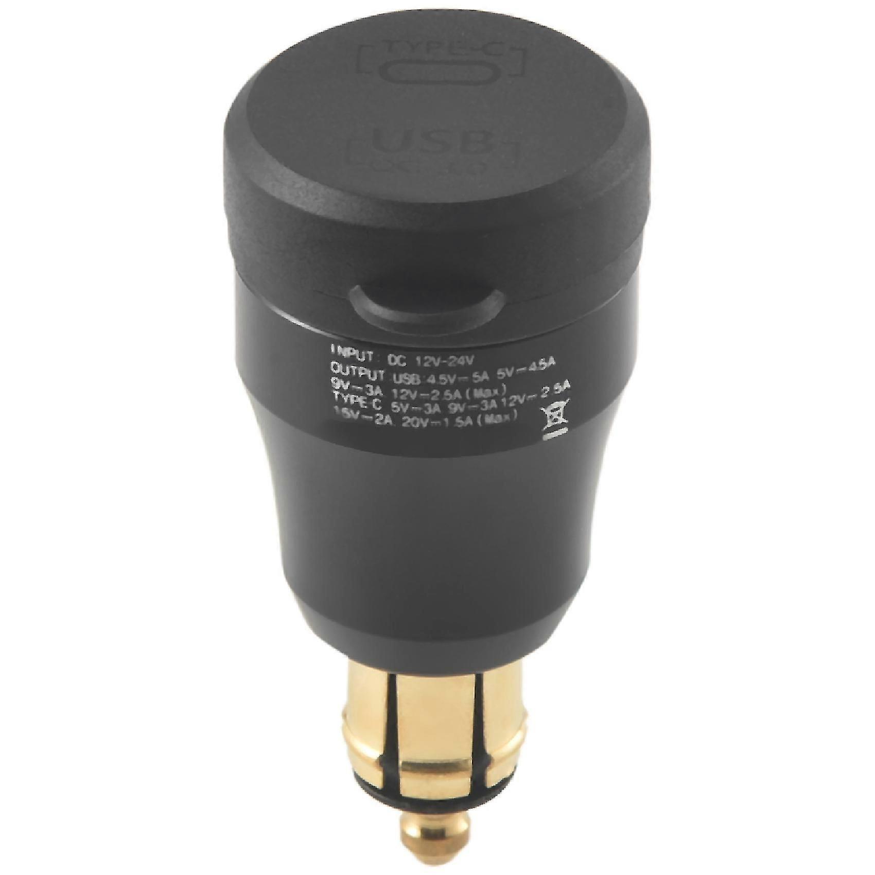 אופנוע מטען מהיר עמיד למים עם יציאת USB Type-C 12V / 24V Qc3.0 מתאם מתח תקע Hella Din