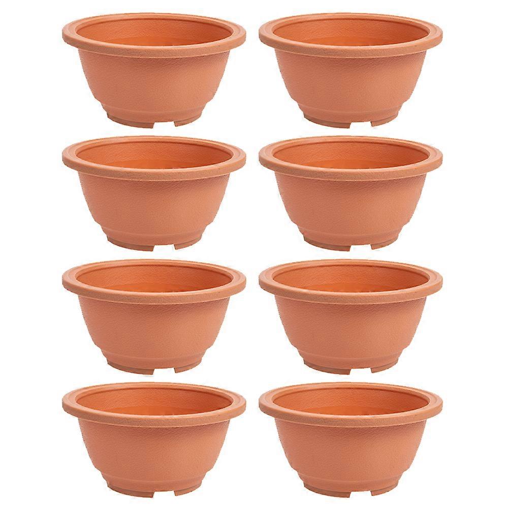 Chocolate Plastic Combination Planter Pot for Gardening 8Pcs Set