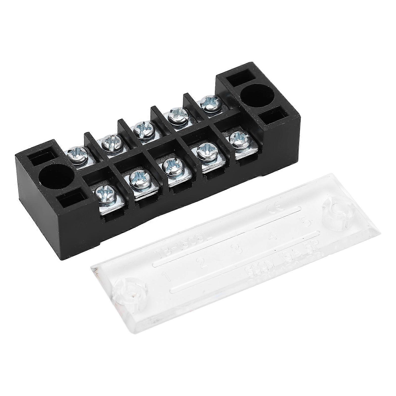 5pcs Terminal Block Barrier Strip Dual Row TB 15A 600V M3 Screws High Tenacity Wire Barrier Block 5 Positions(1505)