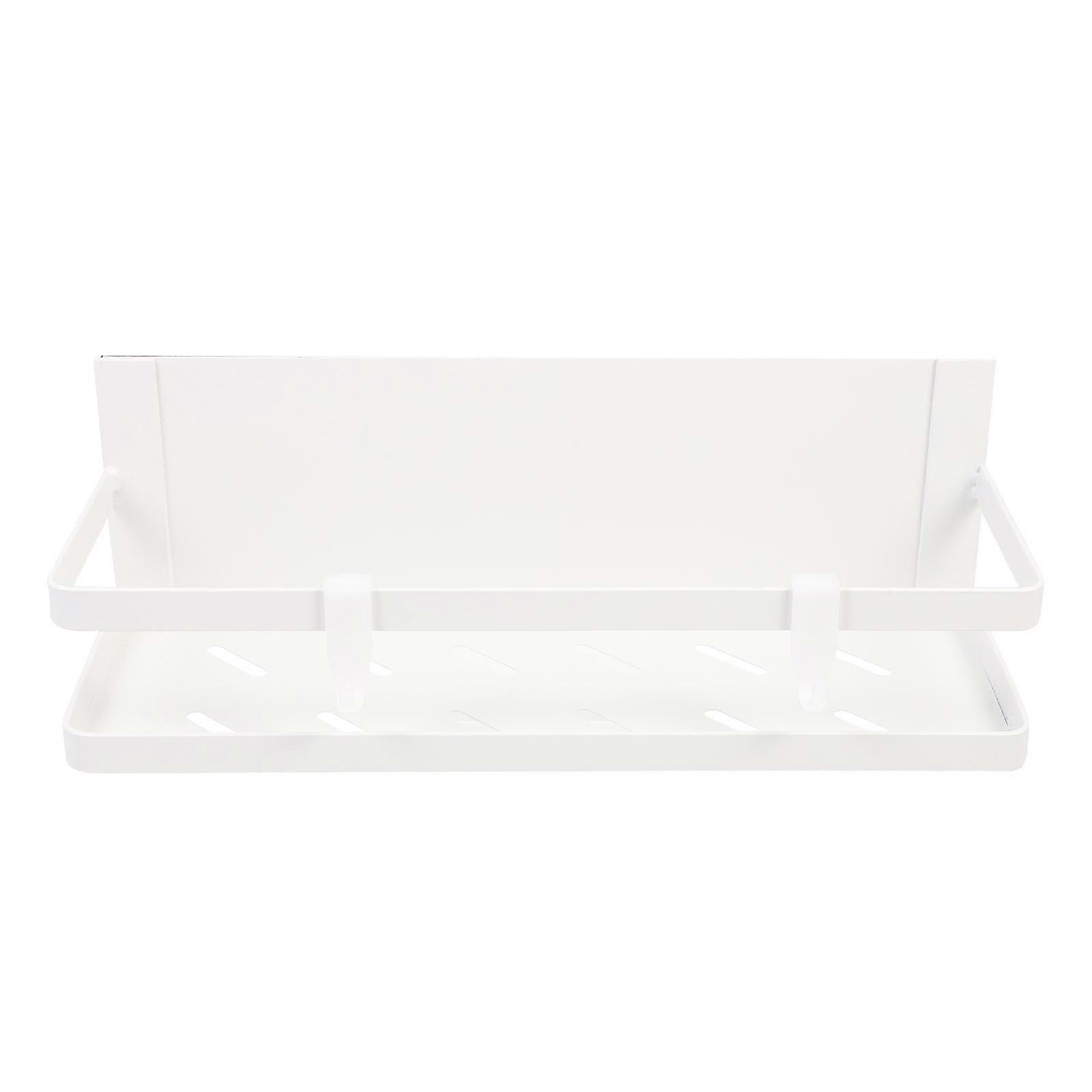 Magnetic Fridge Shelf Organizer for Spices & Seasonings – Space Saving White Storage Rack with Water Draining Design for Kitchen Refrigerator Use