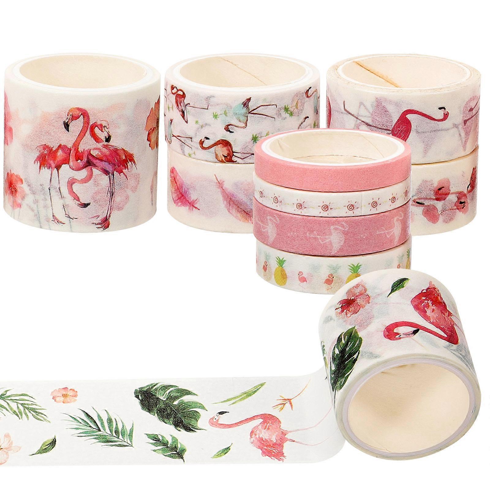 Vintage Flamingo Washi Tape Set Decorative & Masking Use for Scrapbooking, DIY Crafts, Aesthetic Decor, Creative Projects Durable & Easy to Cut