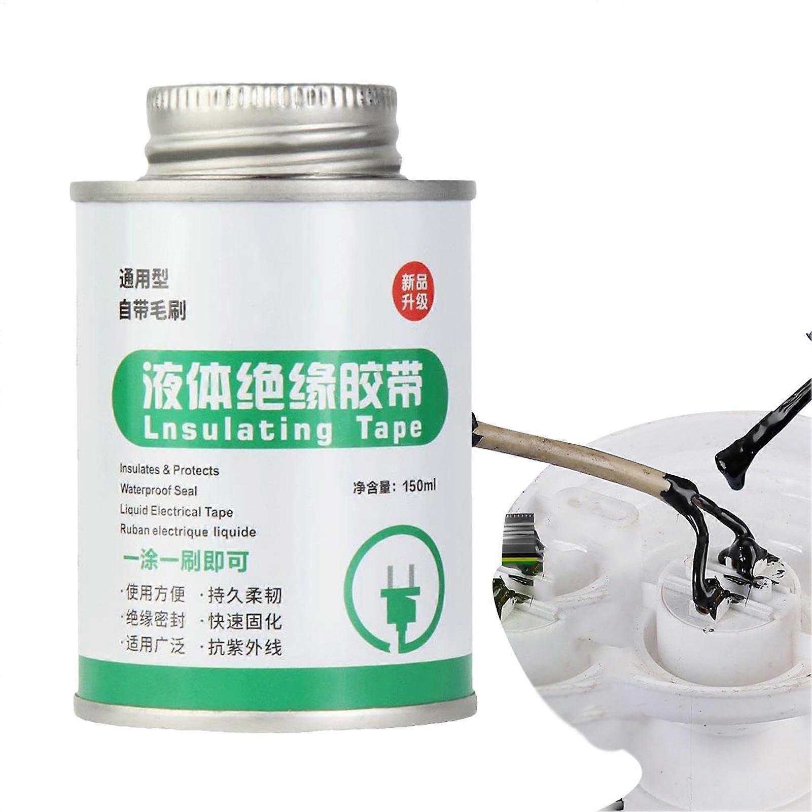 Liquid Electrical Tape 150ml Insulating Waterproof 2.3 x 3.5 In Strong Adhesion Protective Layer Automotive Wiring Black