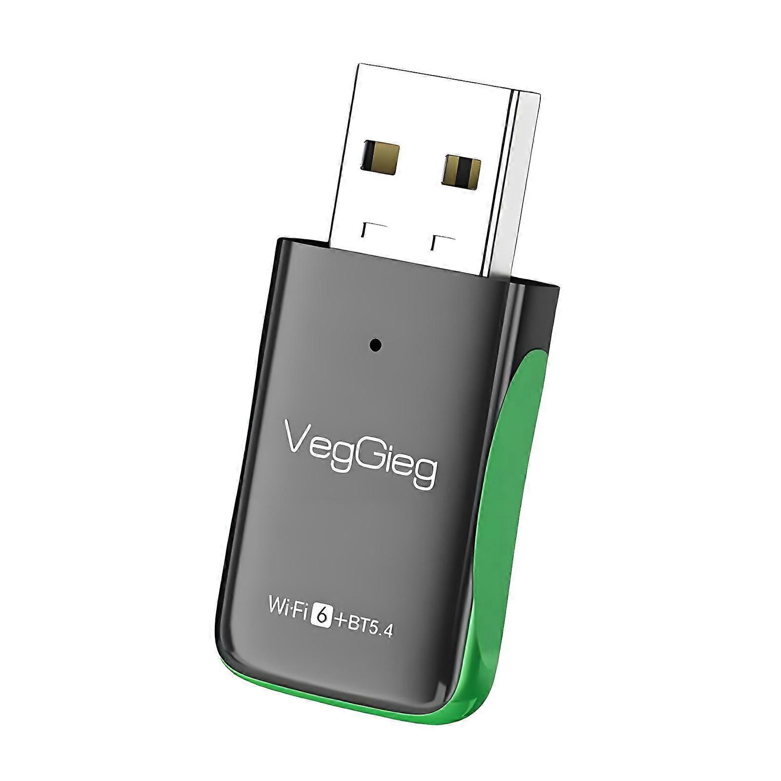 VegGieg 1100Mbps 2-în-1 WiFi 6 Bluetooth 5.4 Adaptor USB Gigabit 5G Placă de rețea fără fir pentru PC/laptop