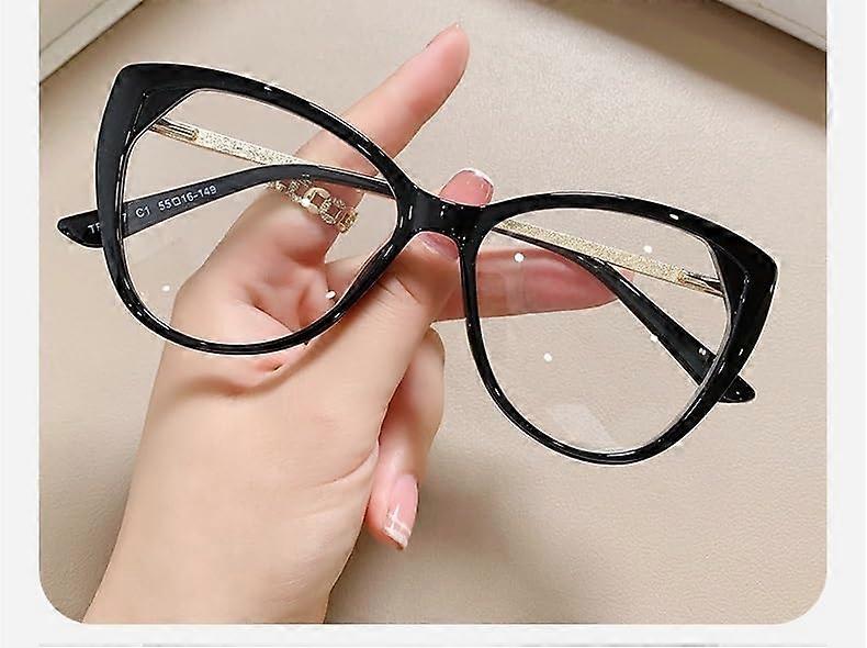 Oversized AntiEye Strain Reading Glasses, Designer Blue Light Blocking Computer Reading Glasses, Flat Light Mirror (Color: Black, Size: 0.00)