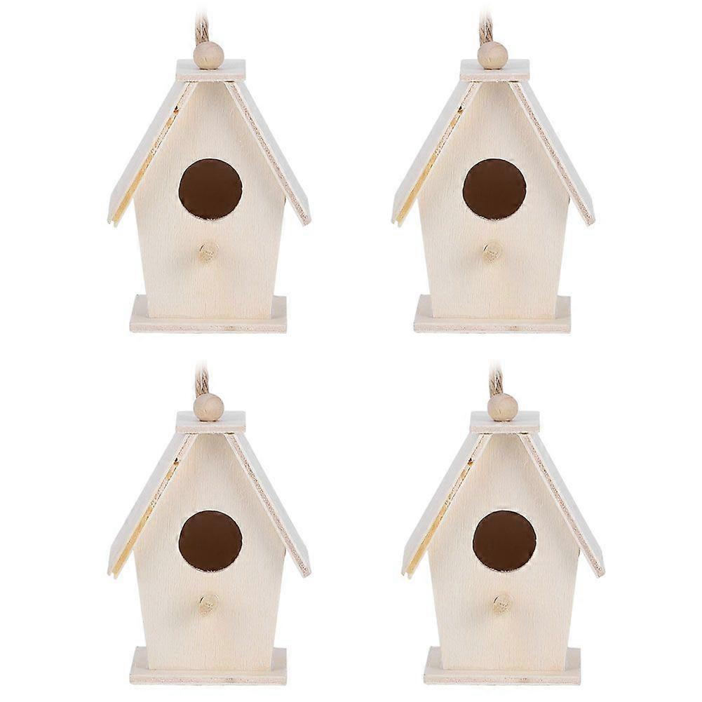 4 قطع معلقة نوع مبتكرة من الخشب الطيور بيت أعشاش قفص لحديقة فناء الديكور YMJJ