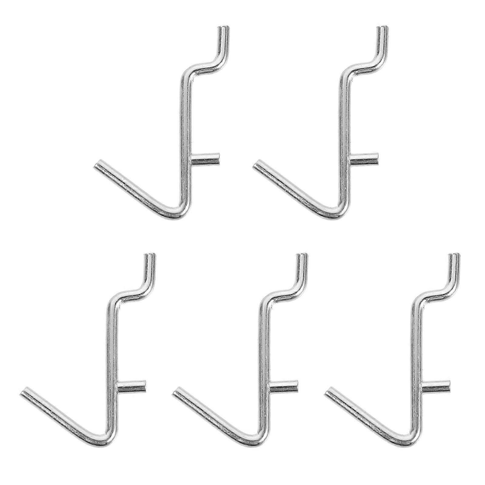 Wall Hooks V Shape Pegboard Hooks Storage Home Organization 5.3X3.5CM Silver Space Saving 5Pack