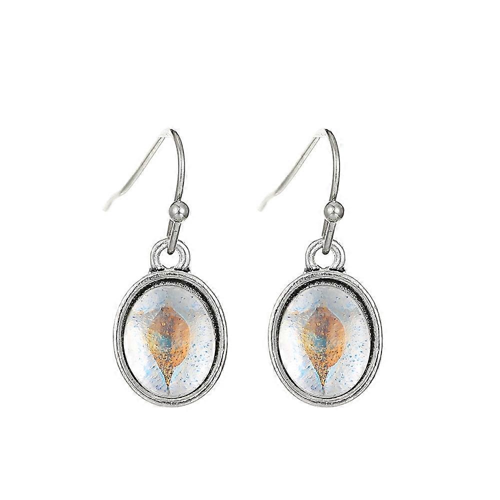 Turquoise Dangle Earrings - Antique Silver Geometric Ethnic Style