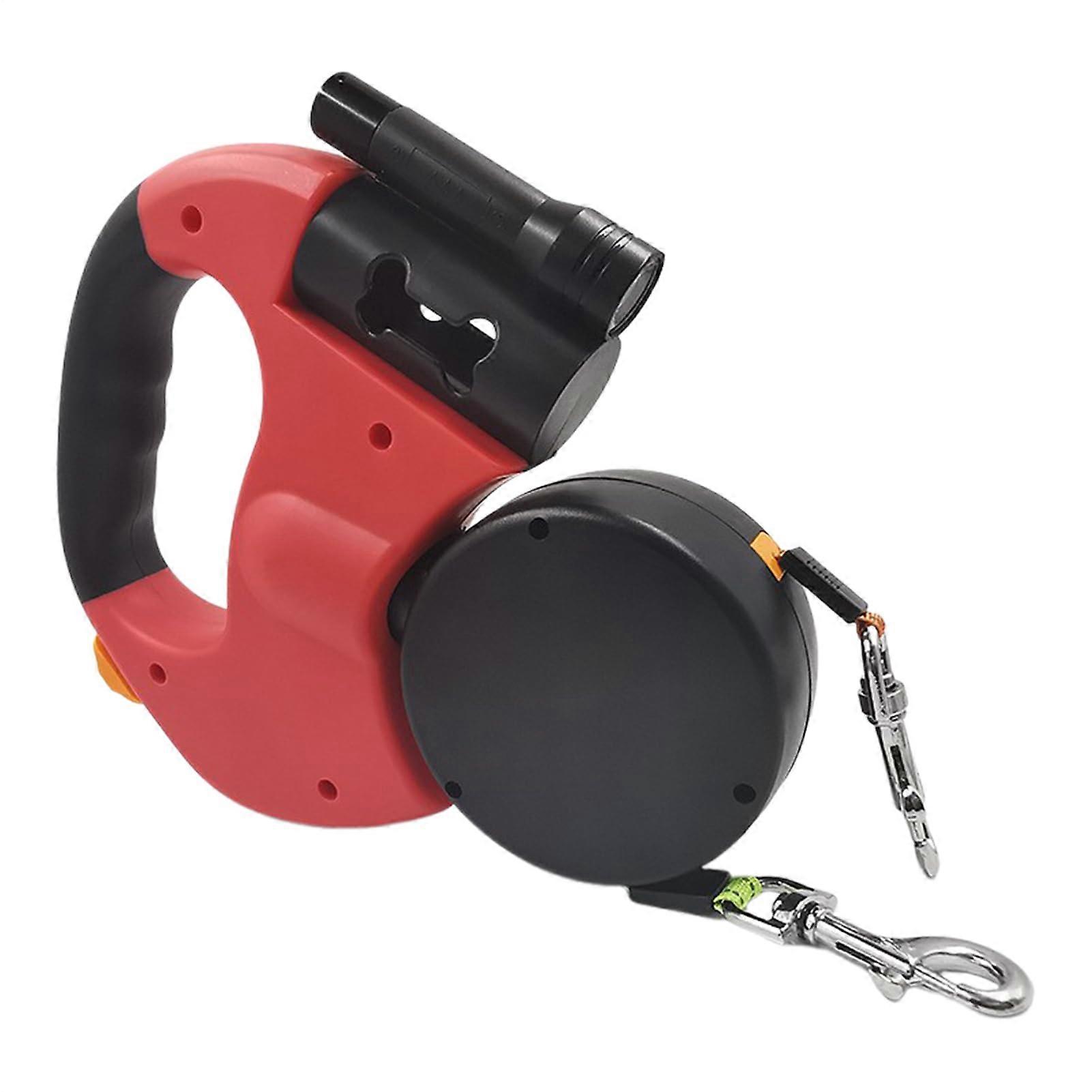 Dog Leashes For Small And Medium Dogs Double Leash For Two Dogs With Safety Lock Red For Night Walks And Training