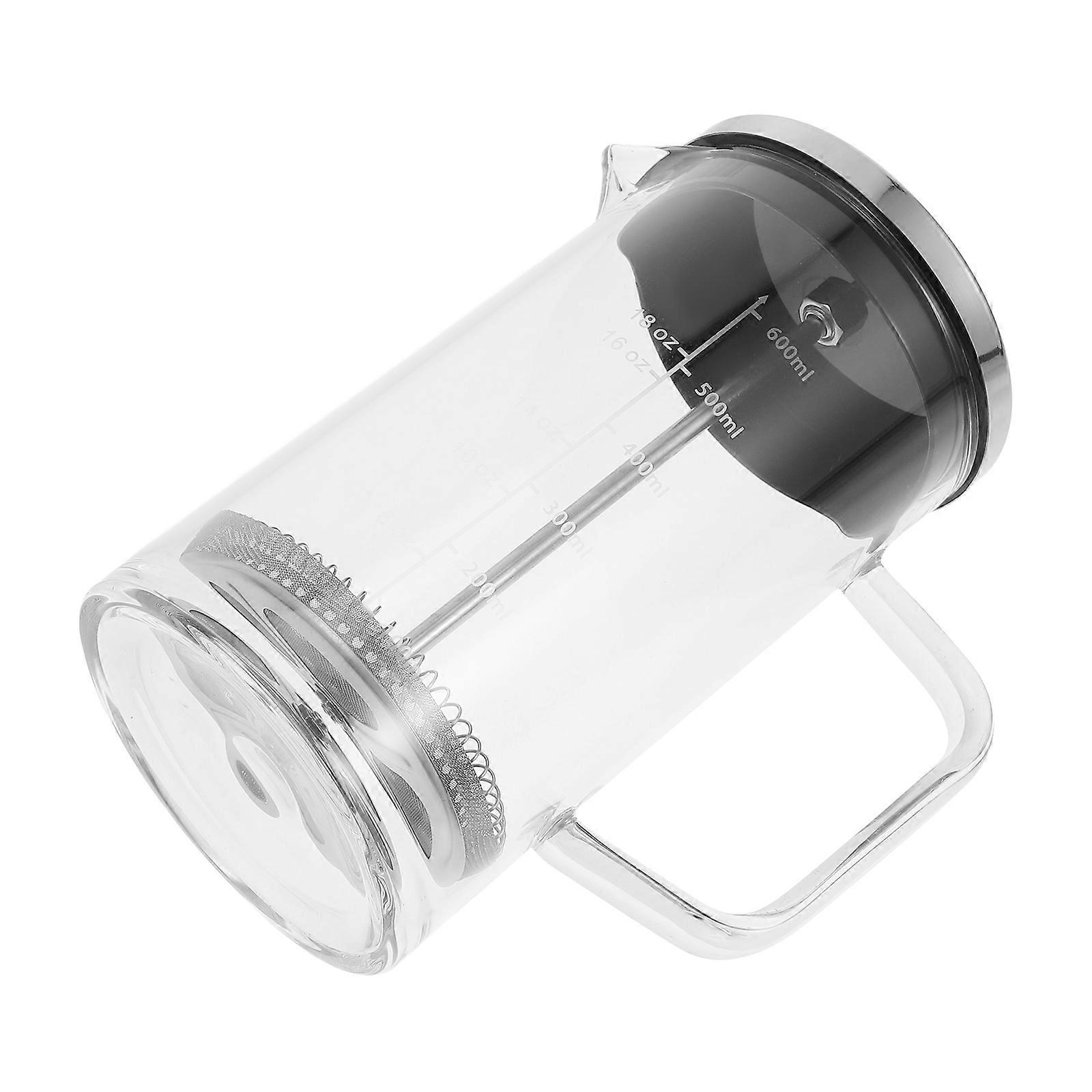Manual Coffee Press Household Coffee Pot for Home Use Cylindrical Shape Thick Bottom Glass Transparent 1Set