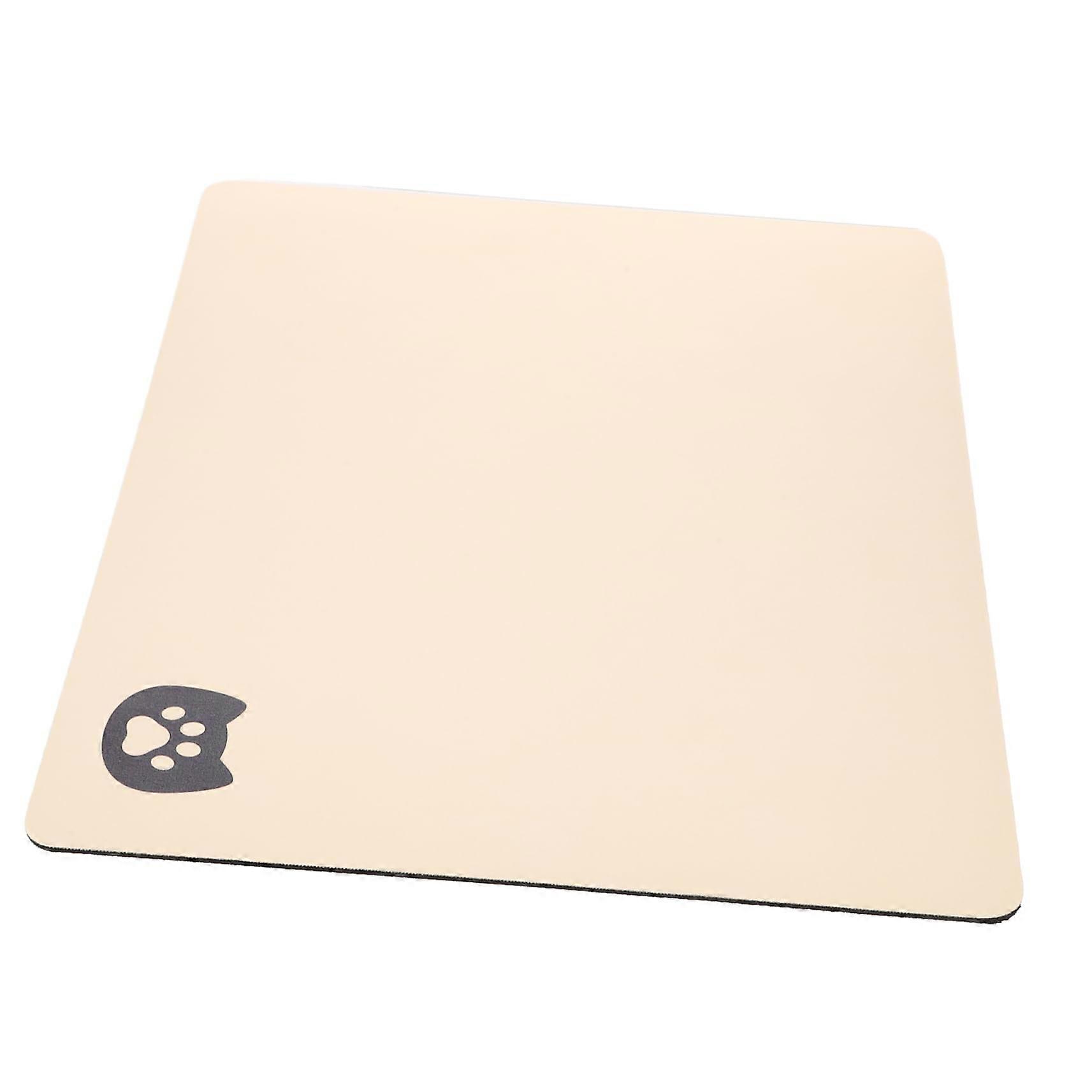Pet Mat for Cats - Absorbent Diatomaceous Earth Food Mat, Non-Slip, Quick Drying, Cream Color with Paw Pattern