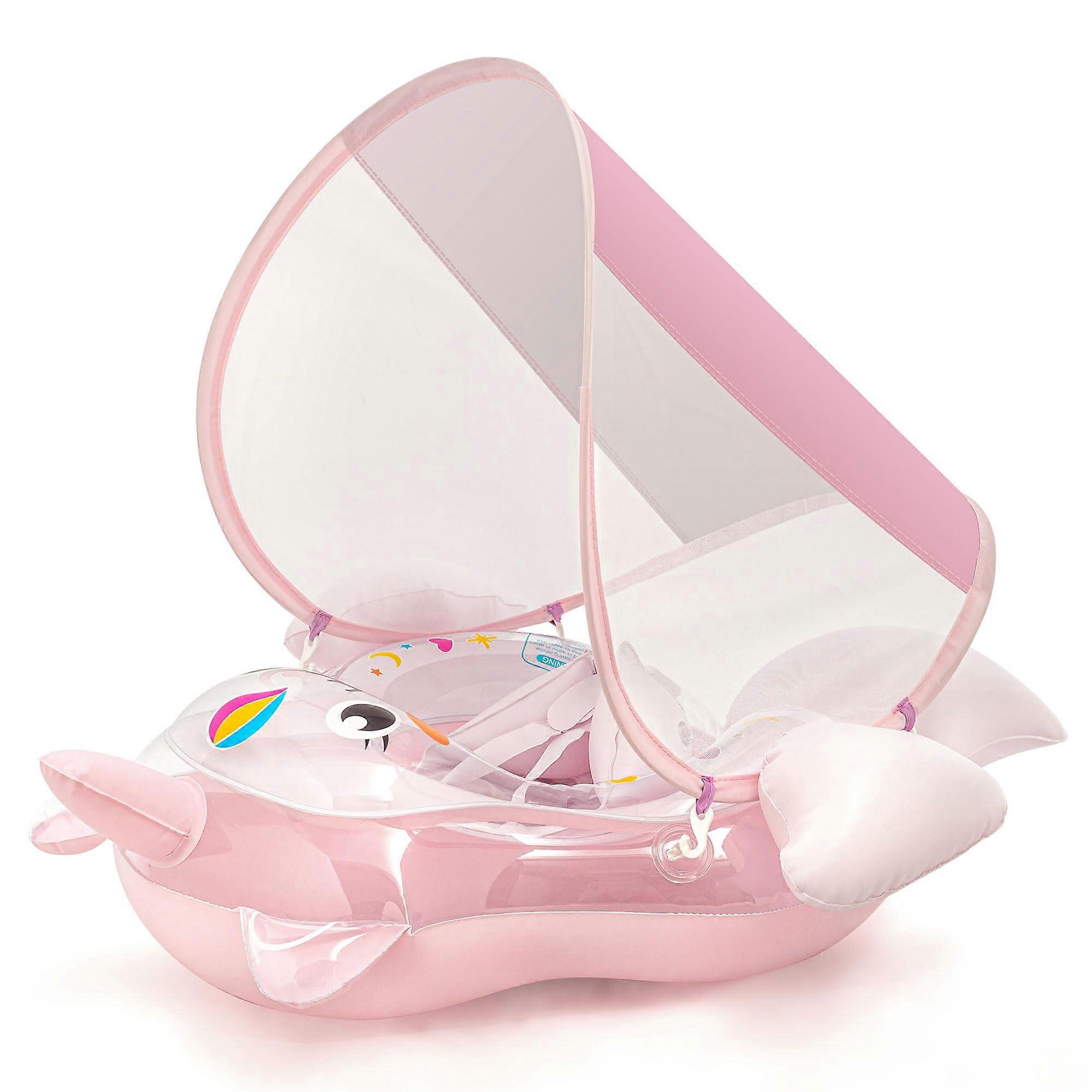 Baby Float, Inflatable Pool Float with Sun Canopy, Seat for 312 Months Rose