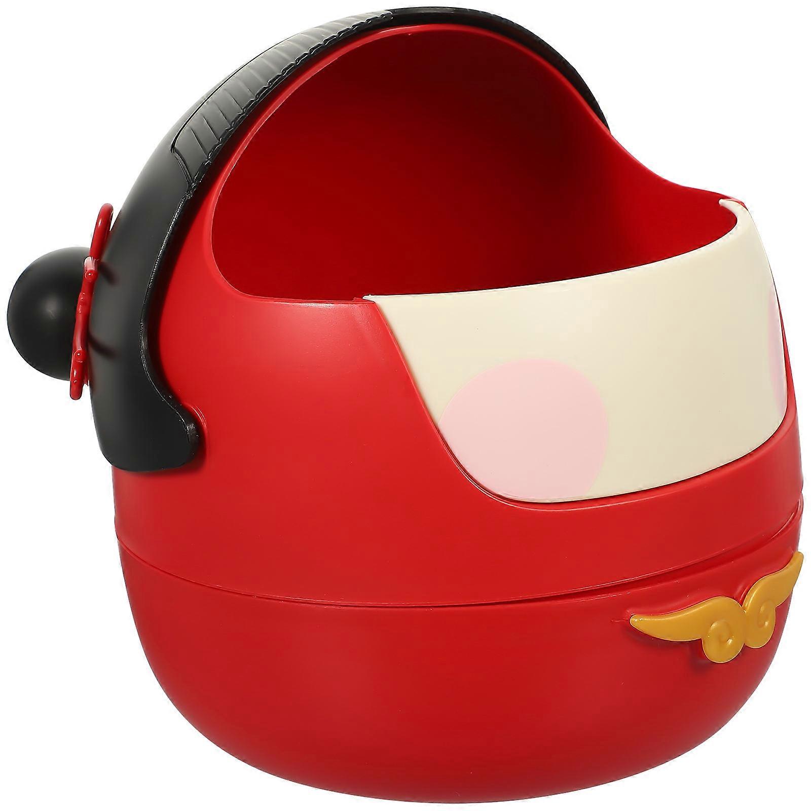 Lovely Small Trash Can with Lid for Home Use in Red Color Made of Plastic 4.5 Inches