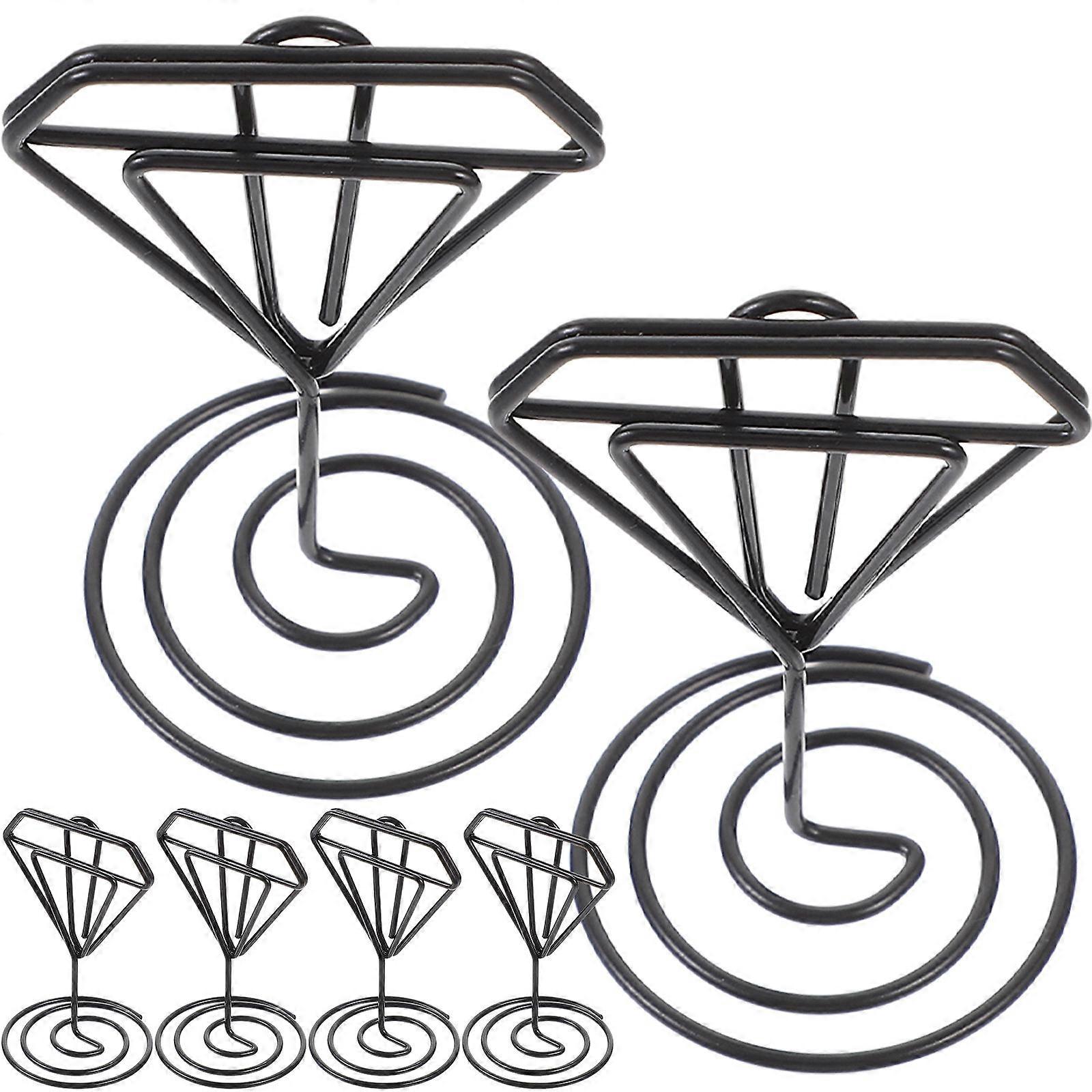 6pcs Table Card Holder Stands with Base – Small Wedding Place Card Holders, Desktop Memo Clips for Office and Party Use