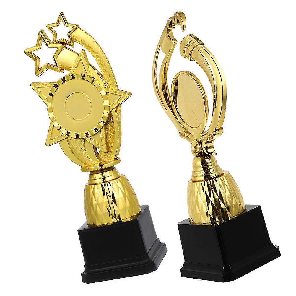 Golden Plastic trophy for Decoration with Special Shaped Design and Bright Color 2 Pieces