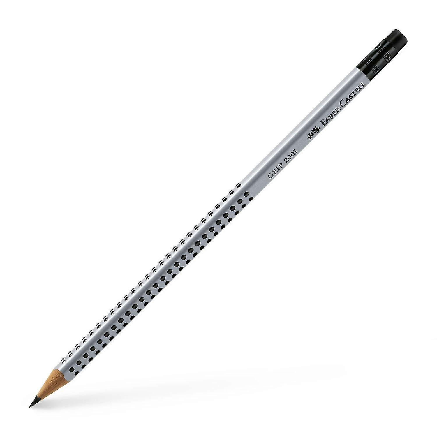 GRIP 2001 HB Pencil With Eraser Tip Model 2001 Silver Finish HB Graphite Pencil