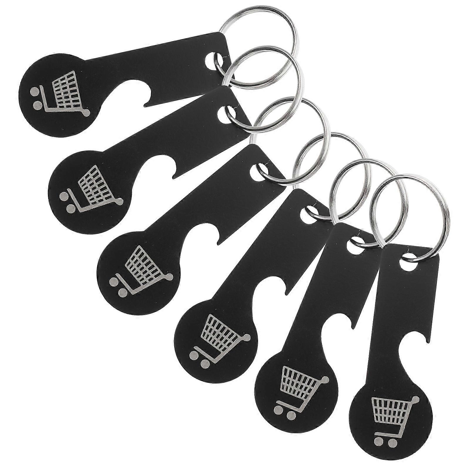 6pcs Stainless Steel Shopping Cart Trolley Token Keychain – Lightweight Portable Grocery Cart Accessory for Supermarket Use