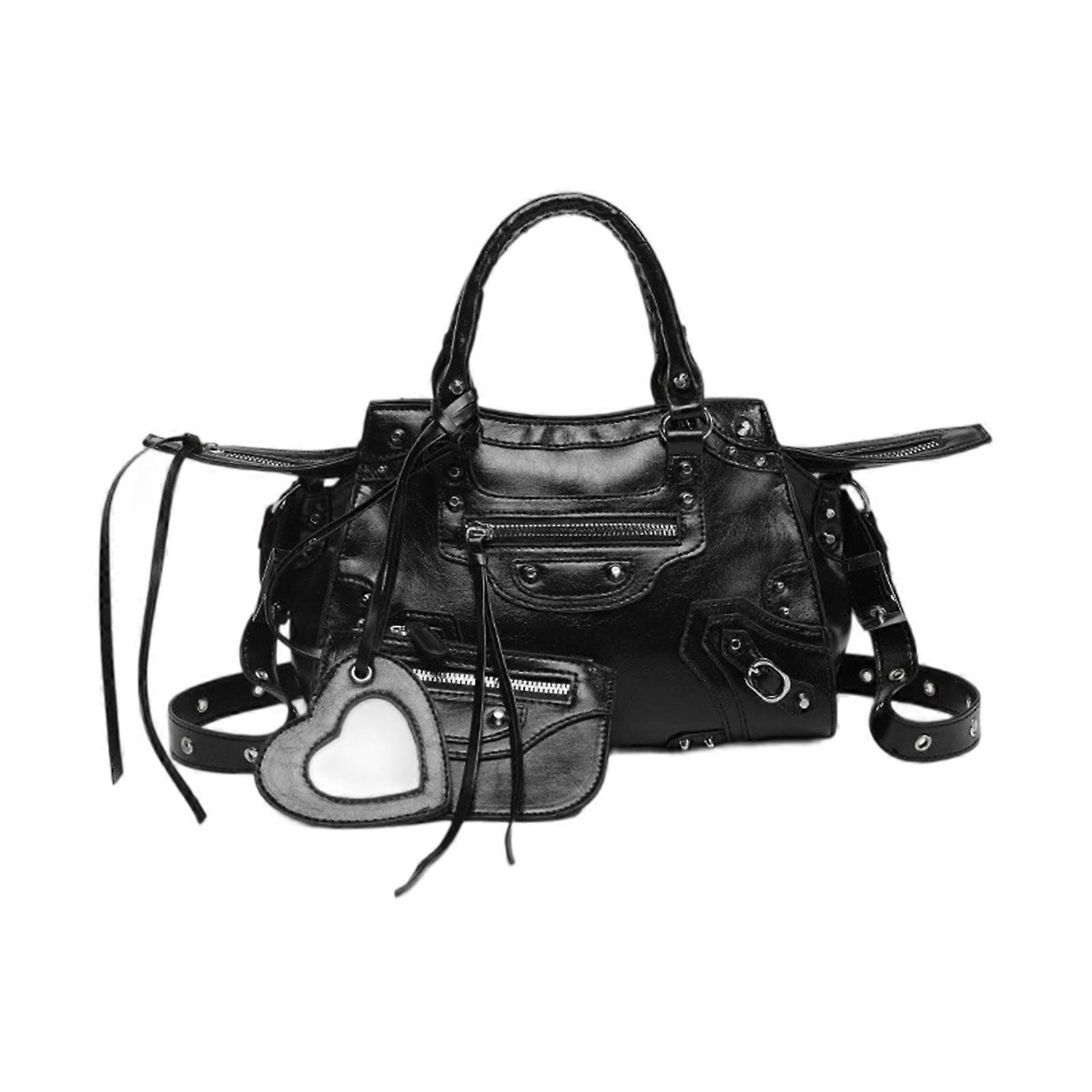 Women's Motorcycle Inspired Shoulder Bag Practical PU Multiple Compartments Adjustable Strap For Commuting Travel Multicolor