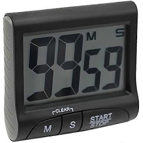 Self-Discipline Rotating Timer Magnetic Attachment LED Silent Kitchen Clock Countdown Gym Sports Counter Reminder (Color : Black)