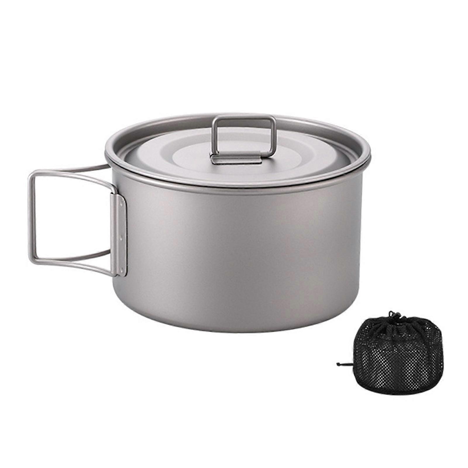 Titaniums Lunch Box for Commuting Travel Camping Cookware Outdoor Cooking Pot with Lid and Folding Handle Container Multicolor