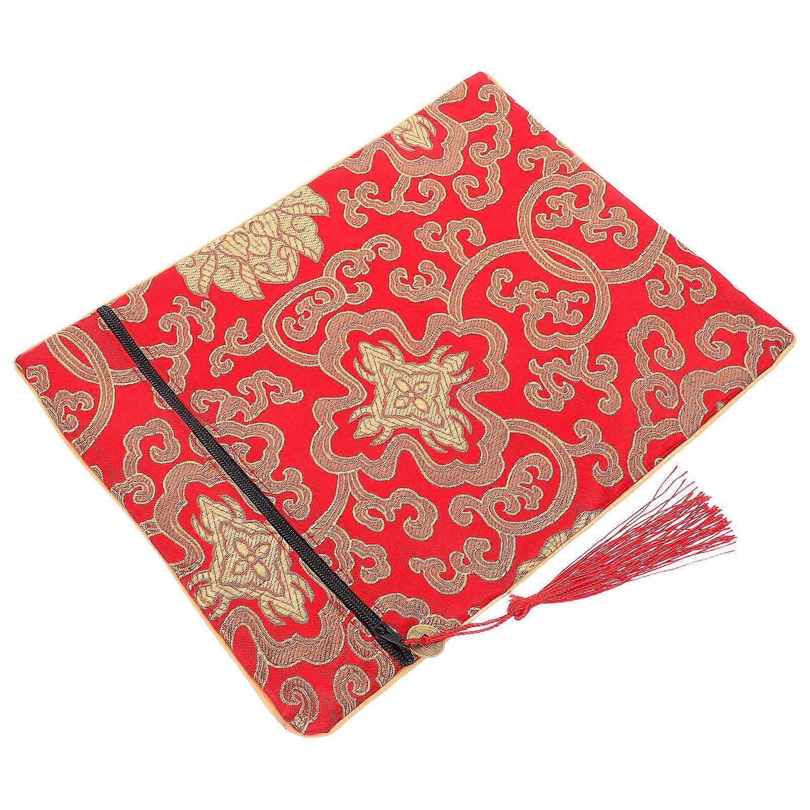 Durable Red Buddhist Scriptures Storage Bag for Women – Stylish Wallet for Travel, Daily Use, Prayer Beads, and Jewelry Storage