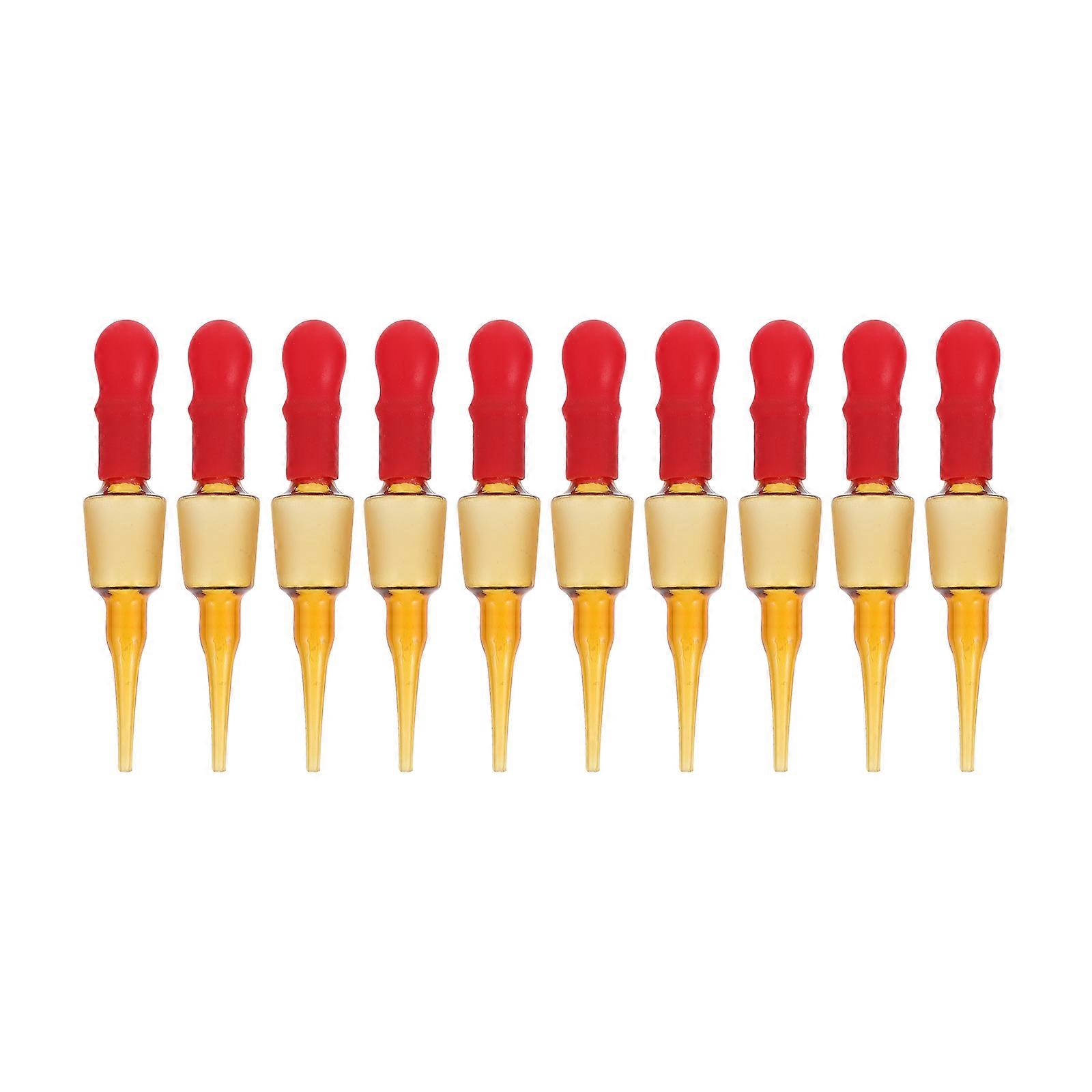 Cylindrical Pipette Dropper Bottle 10Set Liquid Dropping Essential Oil Transfer Home Experiment 4.3X0.8X0.8In Brown