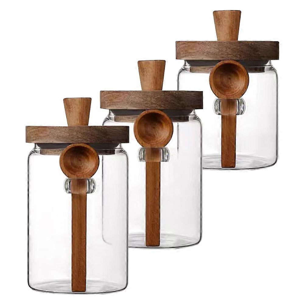 Spice Organization Jars 3 Sets Glass Seasoning Container Storage Cylindrical Kitchen Accessories Transparent Moisture-Proof Simple Design