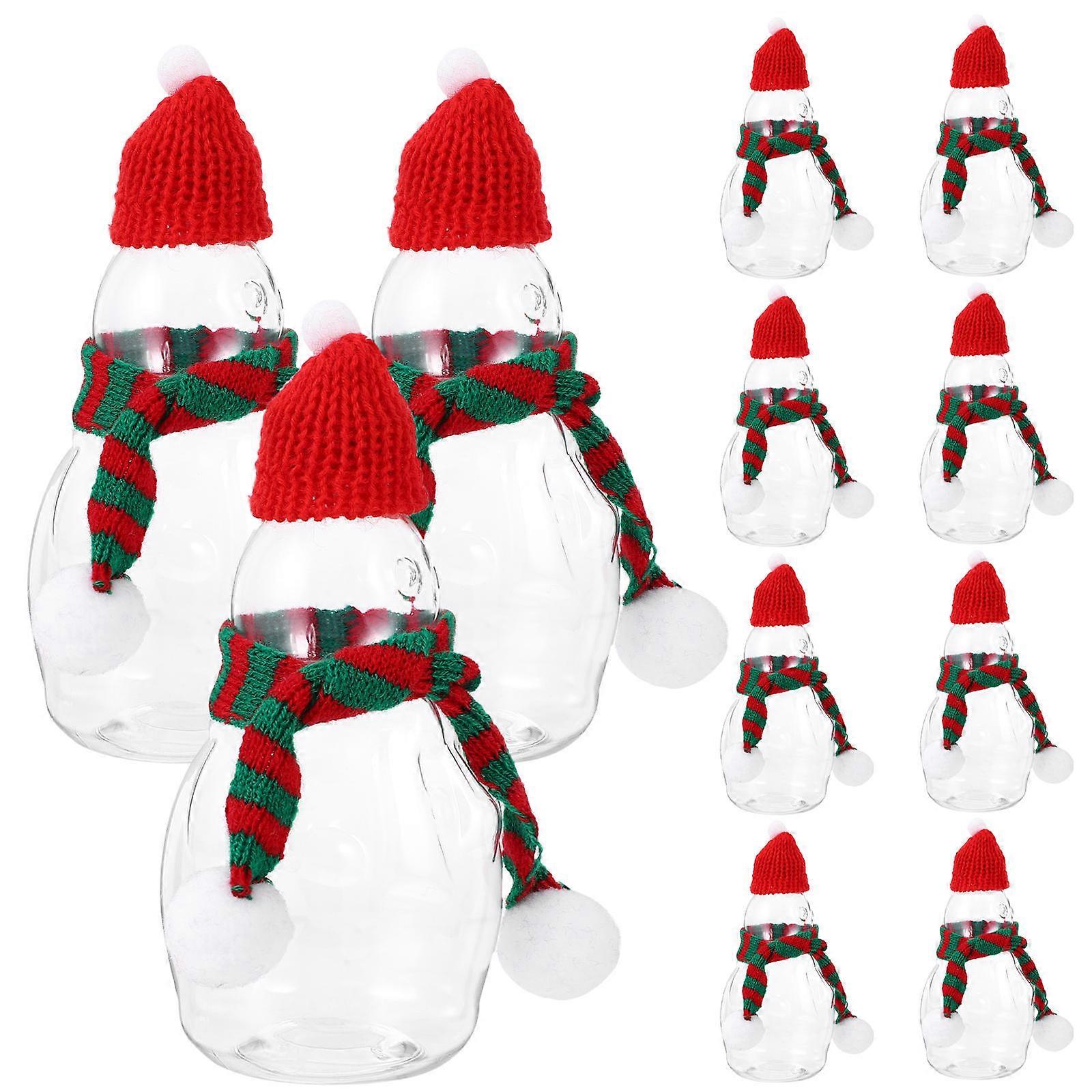 4pcs Christmas Juice Containers Beverage Bottles with Scarves for Candy
