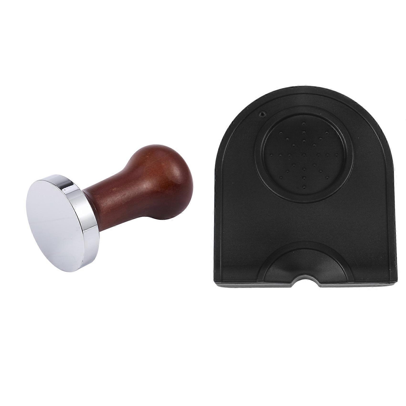 1 Pcs Espresso Machine Powder Pressed Non-Slip Mat & 1 Pcs Coffee Tamper Wooden Handle Powder Hammer