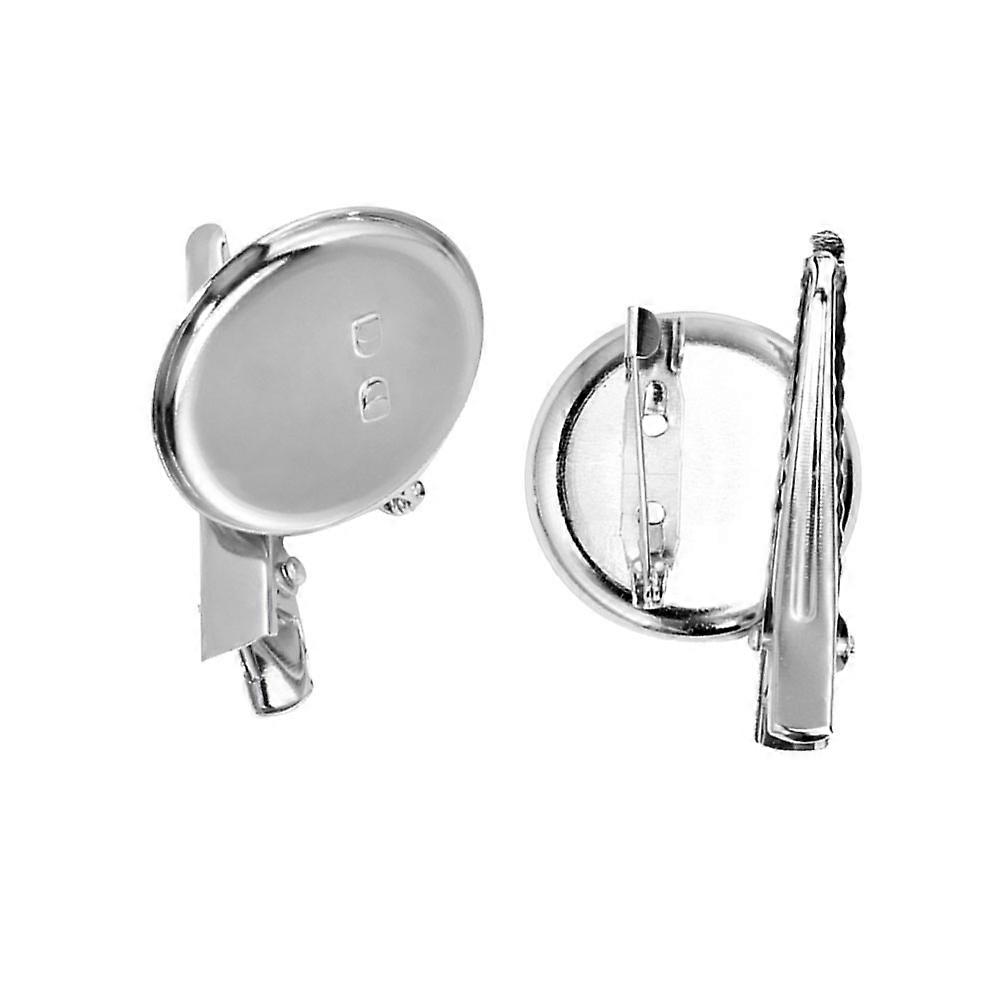 DIY Brooch Base Setting with Clip Iron Tray for Jewelry Making Silver 2CM