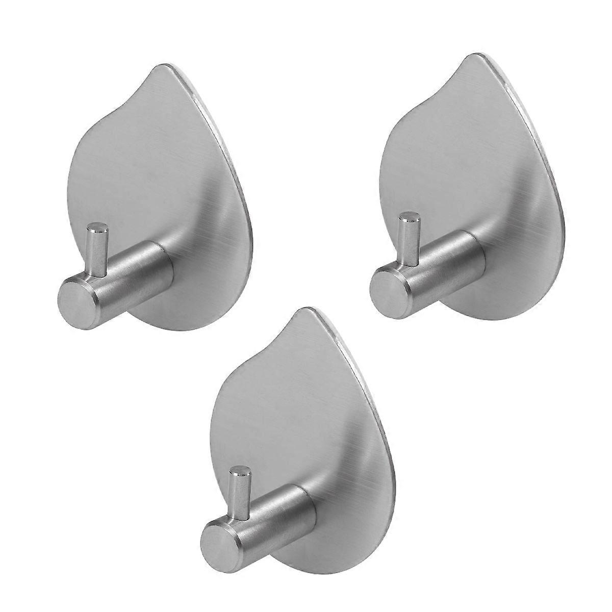 Stylish Water Drop Shape Stainless Steel Hanger for Home Use Silver No Drill Installation 3PCS