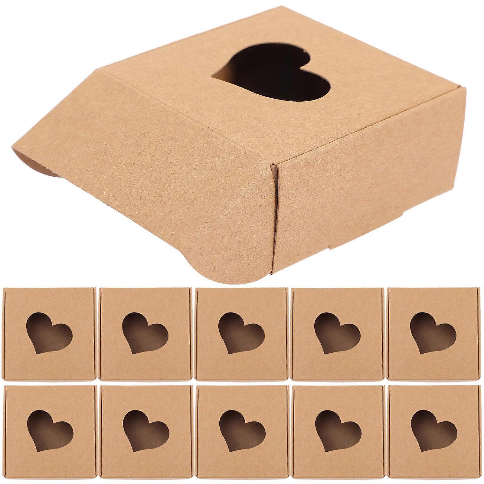 20pcs Kraft Paper Boxes with Heart Windows for Handmade Soap Packaging – Durable & Easy to Assemble Gift Boxes for Weddings, Birthdays, and
