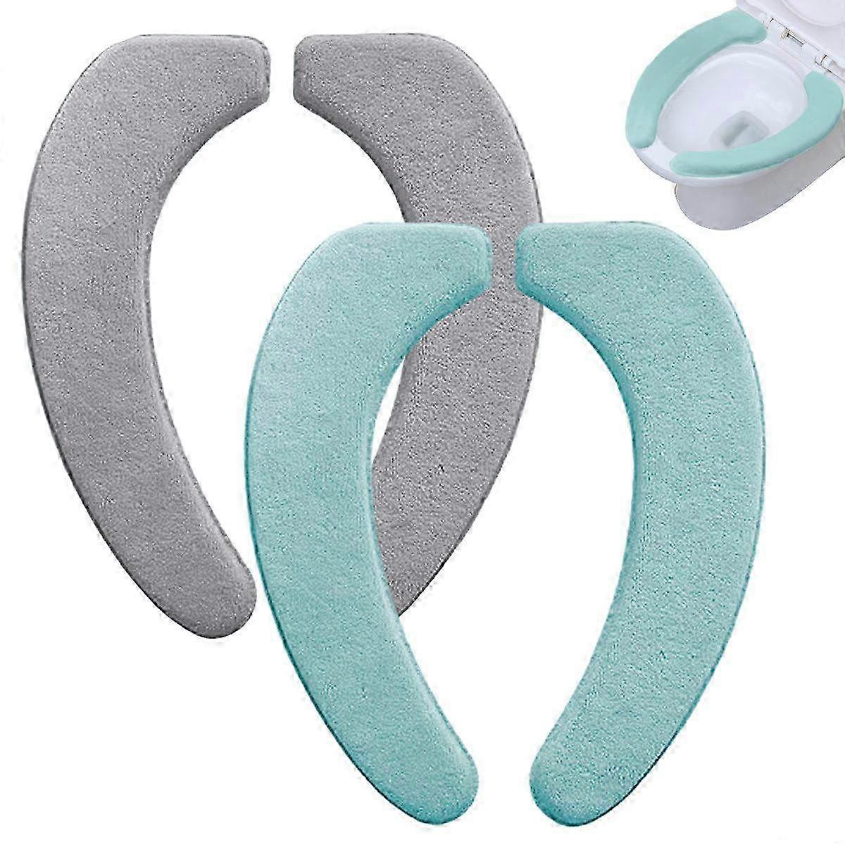 2 Pack Soft Flannel Toilet Seat Covers - Comfortable Non-Slip Warmers with Memory Foam Cushions for Bathroom Use