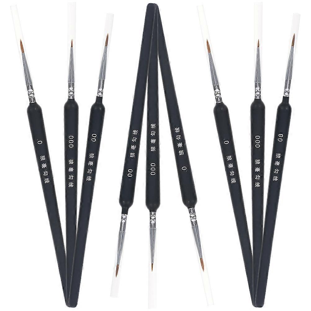 9pcs Multi Function Paint Brushes Ergonomic Wolf Hair Art Brushes with Pointed Tips for Watercolor Gouache Oil Painting Comfortable Handle Precise