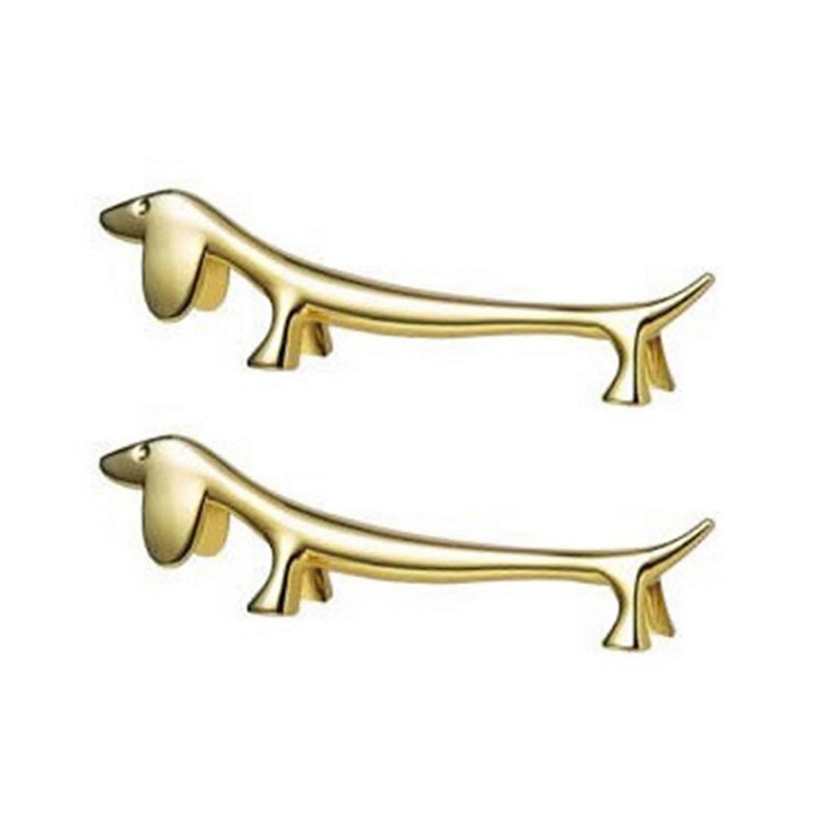 Unique dachshund chopstick rest, kitchen utensil storage holder for dog enthusiasts and fashionable people gold