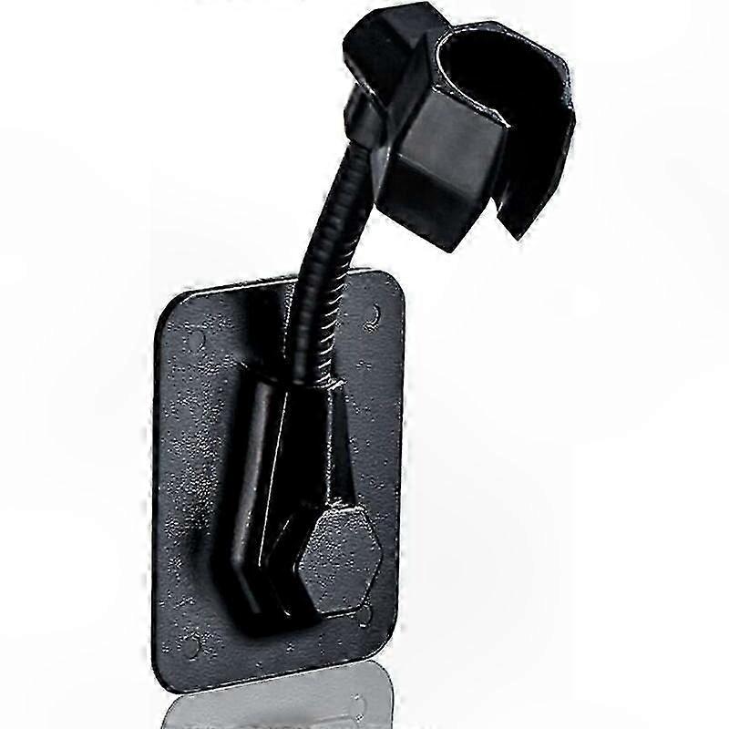 Black Wall Mount Shower Head Holder with Suction Cup Bracket for Secure Bath Accessory Organization