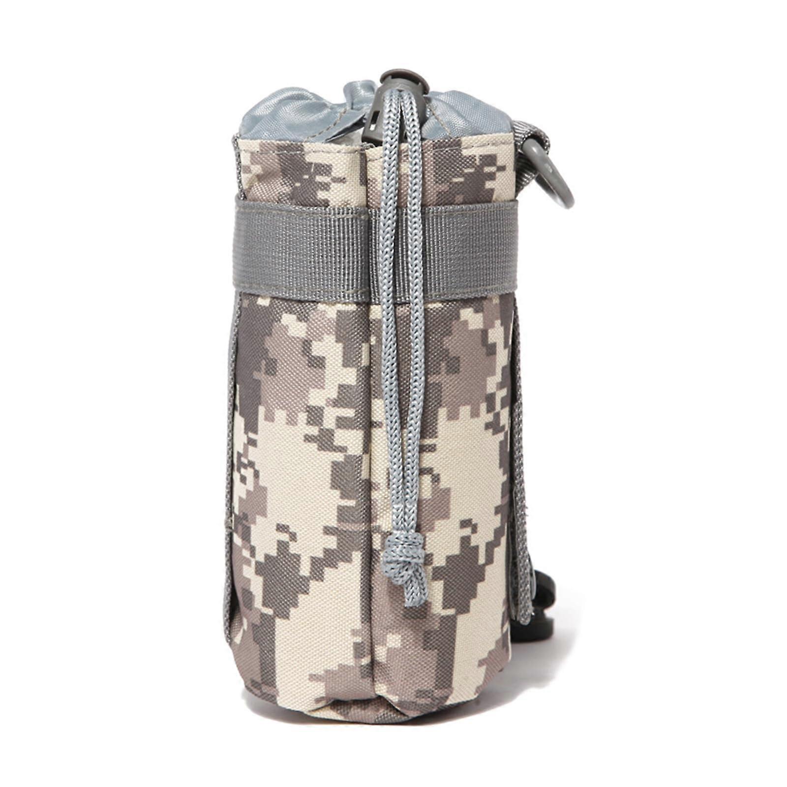 Outdoor Adjustable Water Bottle Holder Tactical Kettle Bag Portable Waist Belt Pouch Cord Drawstring Compatible with Most Bottles