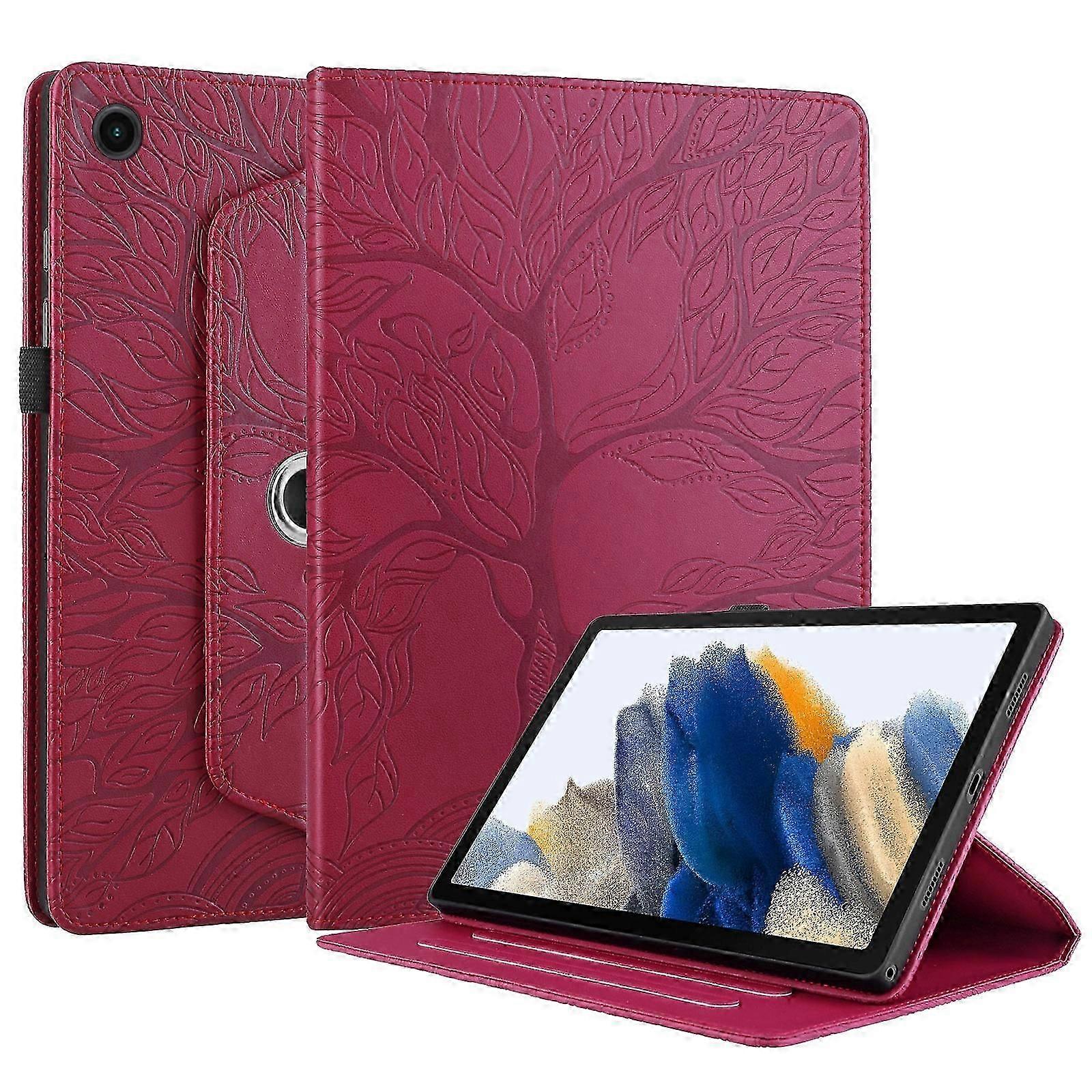Rotating Red Leather Case for Lenovo Tab M10 Plus 10.6" - Tree Life Pattern